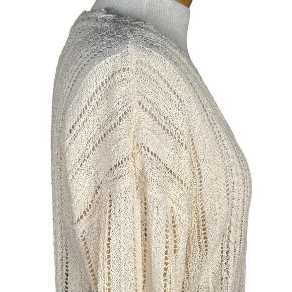 ASTR The Label Cream Colored Faux Wrap Stretchy Knit Semi-Sheer Sweater Med EUC - Picture 5 of 14